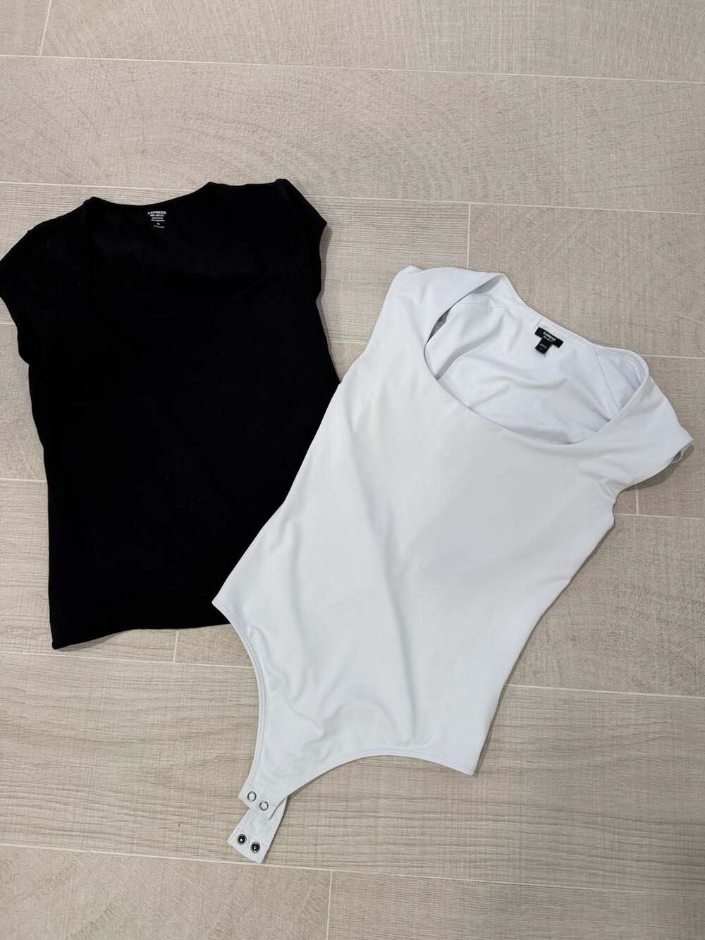 Express Body Contour Square Neck Bodysuit Size S and Black Top Size M